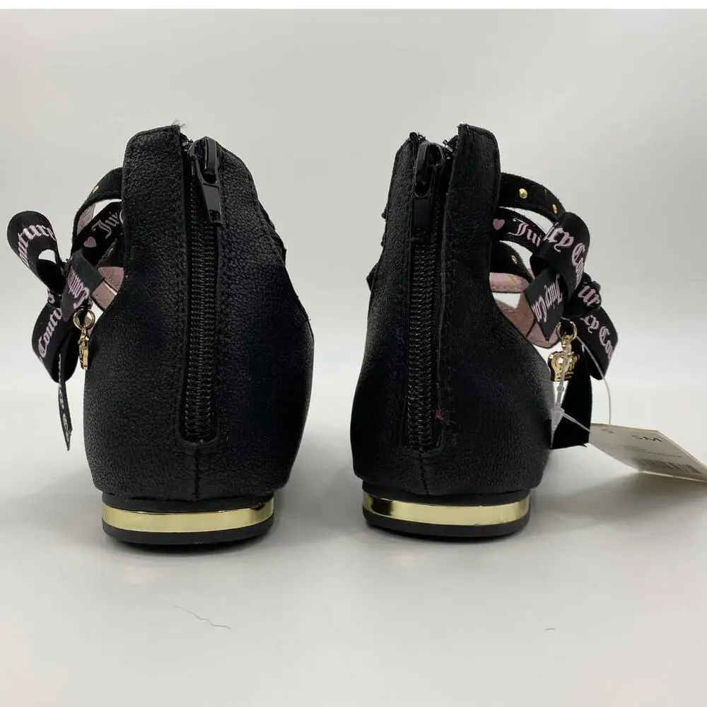 Juicy Couture Girls Santa Barbara Flat Gold Black Shoes NEW Size: 5